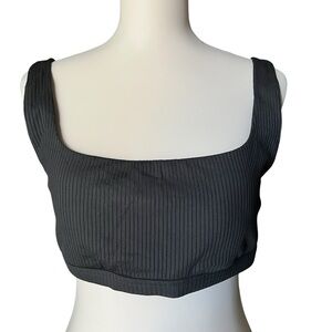 Madewell Ribbed Square-Neck Bikini Top Large Black